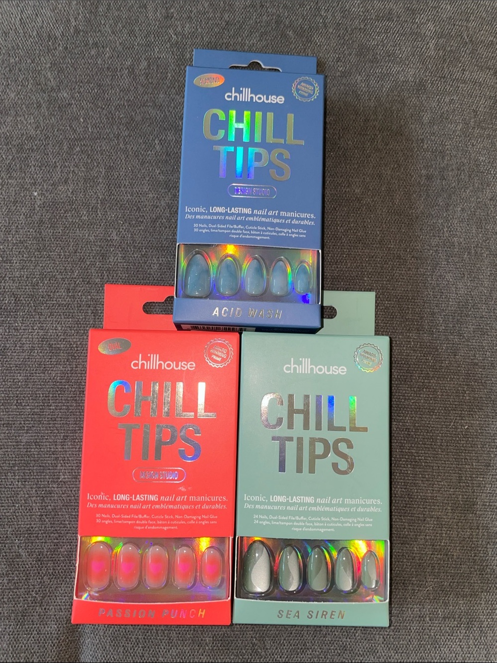 Chill House Chill Tips Press-On Nails - Blue, Red, Teal